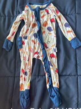 Bambean Baby Baseball ruffled pjs 3/6